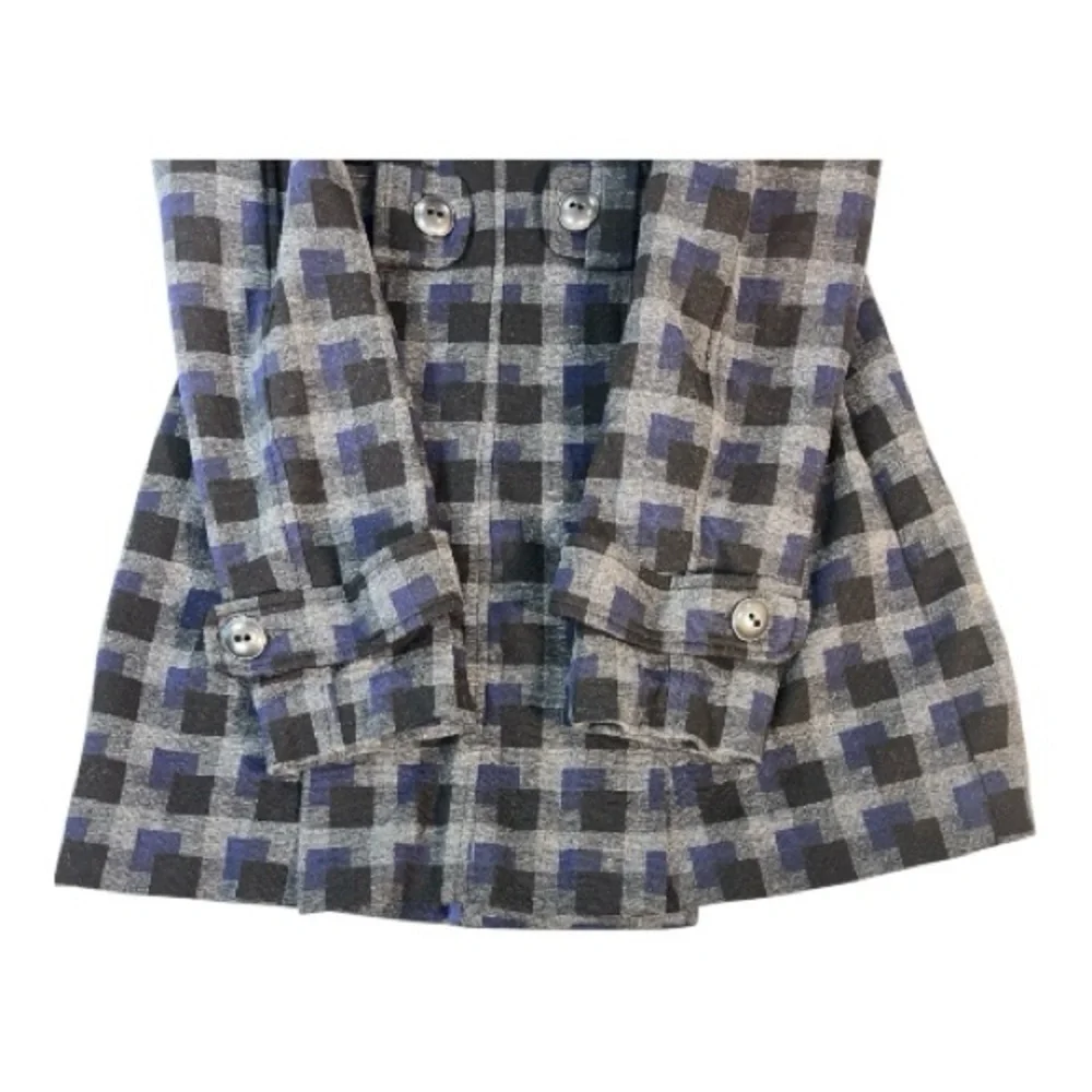 CAbi Blue and Gray Checkered Pea Coat - Picture 5 of 9